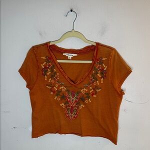 Lucky & Coco Orange Embroidered DIY Cropped Top Size Small